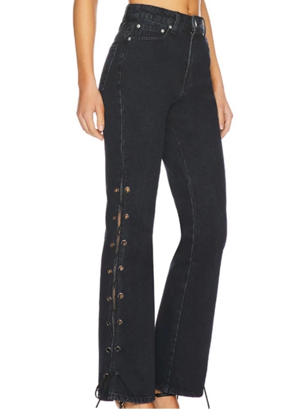 Revolve superdown Jayda lace up Jean in black